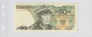 50 zł 1 grudnia 1988 r. Ser. HA (dolna krawędź z farbą drukarską)