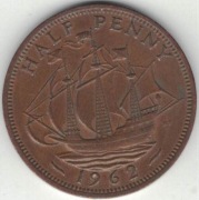 Wielka Brytania half penny 1/2 pensa 1962 - 25,4 mm - nr 2