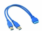 Dual 2 Port USB 3.0 typu A męski na 20 Pini Adapter przewodu 