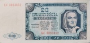 Banknota Polska 20 złotych 1948 roku 