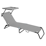 ŁÓŻKO TURYSTYCZNE KEMPINGOWE SKŁADANE Z DASZKIEM SZARE