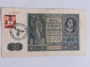 50 zł  z 1941r znaczkiem i pieczęcią 