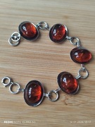 Srebrna bransoletka - srebro 835 + bursztyn - vintage 