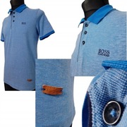 III T SHIRT POLO HUGO BOSS S BAWEŁNA BŁĘKITNA CIENKA