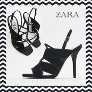 ZARA sandałki szpilki czarne eko zamsz NOWE classy 36