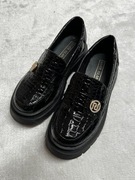 River island czarne mokasyny traktor 32 21 cm modne sesja święta