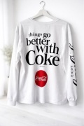 Bialy bawełniany longsleeve z napisem Zara x Coca-cola L