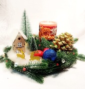 Stroik Boże Narodzenie Świeca sojowa Dekoracja domek