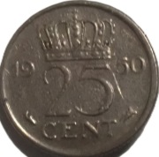 Holandia 25 cents z 1950 rok - OBEJRZYJ MOJĄ OFERTĘ