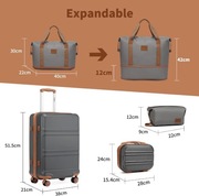 Zestaw walizek podróżnych KONO 4-częściowy z torbą podręczną i kosmetyczką