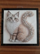 PUSZYSTY KOT - GOTOWY HAFT DIAMENTOWY W RAMIE MAGNETYCZNEJ 28,3x28,3 cm