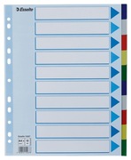 Przekładki do segregatora Esselte, plastikowe, A4+, 10 kart, mix kolorów 