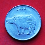 25  Paise  2002  C  r  -   Indie   Nosorożec