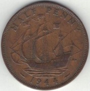 Wielka Brytania 1/2 pensa half penny 1944 - nr 5