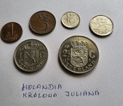 Holandia  zestaw monet obiegowych  Królowa Juliana  1949 - 1980