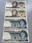 Banknoty 2 x 500 zł 1982r. Kościuszko 2 x 1000 zł 1982r. Kopernik PRL ładne