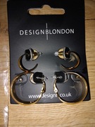 Kolczyki - DesignB London pack of 2 thick hoop earrings in gold