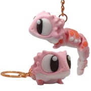 Brelok Różowy Smocza jaszczurka Pogona ruchomy breloczek do kluczy druk 3D 