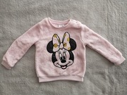 Różowa pluszowa błyszcząca brokatowa bluza myszka Minnie Disney 92