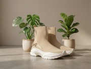 NOWE Sneakersy damskie 35 36 22,5cm beżowe skarpetkowe platforma lekkie 