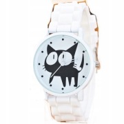 ZEGAREK SILIKONOWY Jelly Watch z Kotem Biały