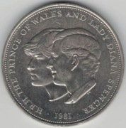 Wielka Brytania 25 pence pensów 1981 - 38,61 mm - ślub Diany i Karola