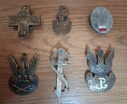 Zestaw 6 odzak Krzyż AK Polska Drużyna Strzelecka Orzeł Kawaleryjski Bagnet