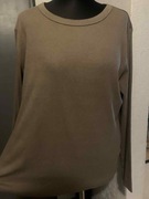 H&M bluzka longsleeve oversize wizkoza bawełna brązowa fango
