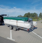 łódź katamaran silnik przyczepka komplet okazja  