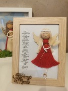 Prezent Dzień Mamy aniołek ramka makrama wierszyk