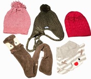 Zestaw 5 elementowy: 3 Czapki, komin i szalik dziewczynka 8-14 lat Zima