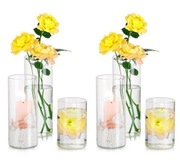 Komplet 6 Cylindrycznych Szklanych Wazonów