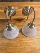 Kinkiety ścienne 2 szt mosiądz i szkło, styl klasyczny