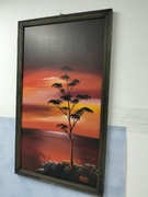 Stary obraz malowany na płycie "Ostatnie drzewko"