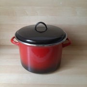 Garnek emaliowany z pokrywką 4L z czasów PRL-u