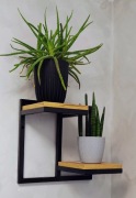 Półka podwójna Wisząca LOFT / Industrial – Mała Czarna,Dąb Craft – OUTLET