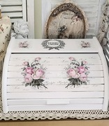 Chlebak drewniany róże vintage duży 
