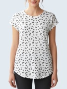 Damska bluzka biała bawełniana w kwiaty z krótkim rękawem C&A 34/XS