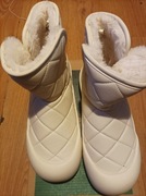 Nowe śniegowce grube ocieplane korzuszkiem 38 beżowe kremowe białe 