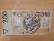 Banknot 200 zł rosnące numery 123 !