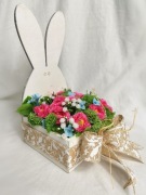 Stroik wielkanocny świąteczny zajączek sztuczne kwiaty wiosenne minimalizm