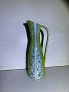 wazon ceramika PIKASIAK 18cm zielony z wzorkiem i uszko, białe wnętrze