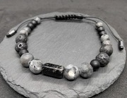 Bransoleta / bransoletka męska. czarny turmalin,czarny labradoryt larvikit 