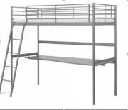 Ikea Svarta łóżko metalowe piętrowe z biurkiem 