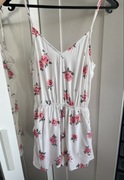 Letni kombinezon H&M biały w roze 34 xs wiskoza lato wakacje