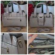 Elegancka pojemna torebka klamra kolor Piaskowy nowa