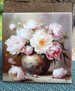 UNIKAT Obrazek ceramiczny, kafelek z pięknymi kwiatami, PREZENT, ozdoba
