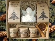 Box choinka, prezent,herbaty,miód,czerpak,świeczka sojowa anioł