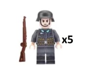 5 Figurek żołnierzy niemieckich z broniami WW2 kompatybilne z Lego, Cobi