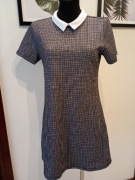 Sinsay sukienka – czarno-biała kratka – kołnierzyk – rozmiar L